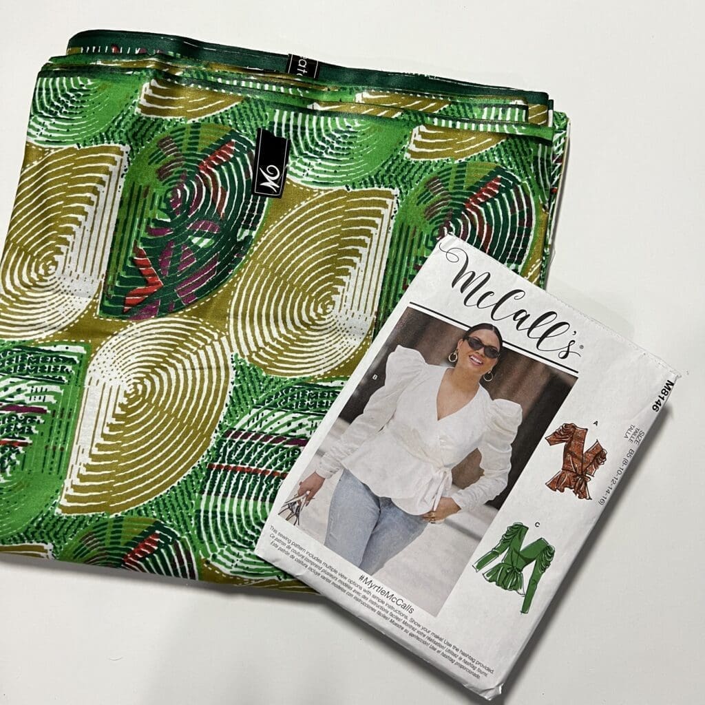 Pattern McCalls 8146 alongside of green Ankara from Woodin