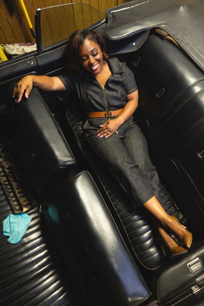 African American women lying in the back seat of a car wearing McCalls7908