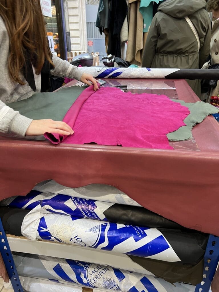 Pink suede remnant fabric from Paris France