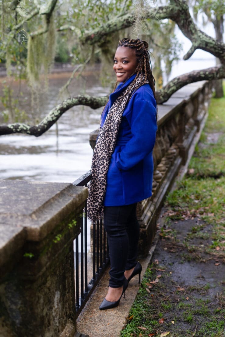 McCalls Coat Sewing Pattern 8438 with leopard scarf