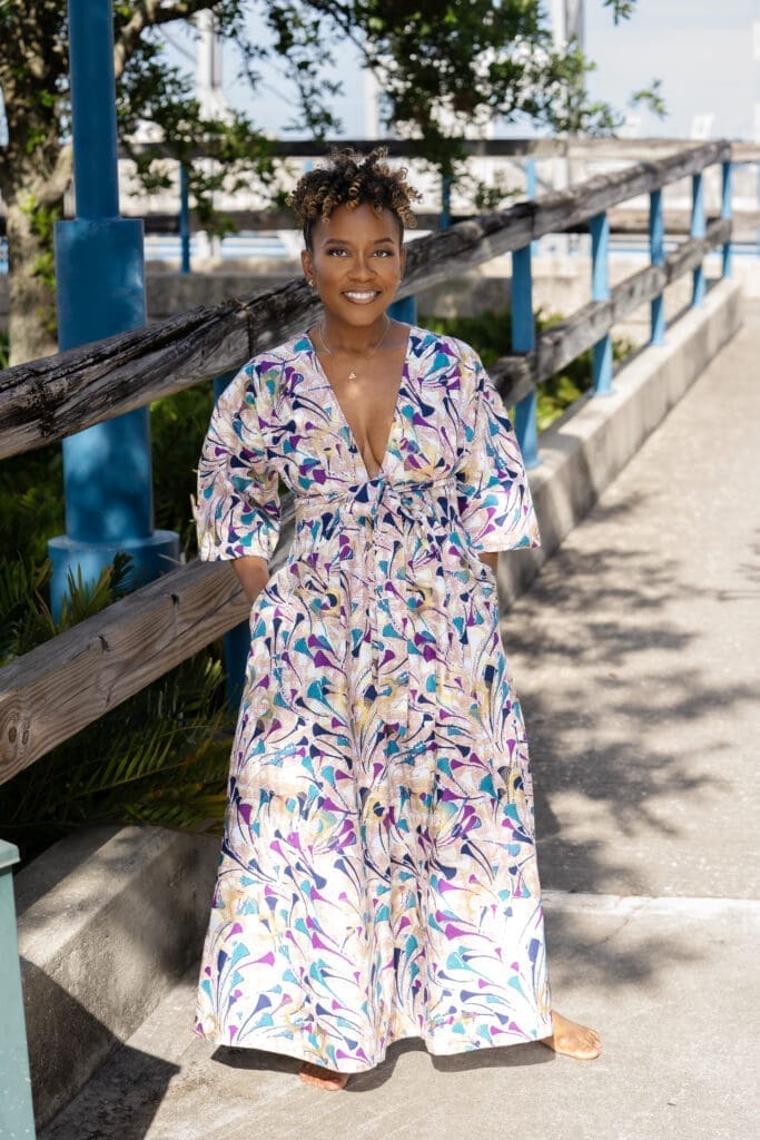 Deep V dress Vogue 9523 sewing for my sanity