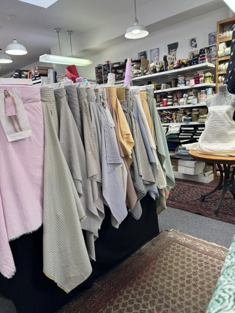 sampling of seersucker at Promenade Fine Fabrics