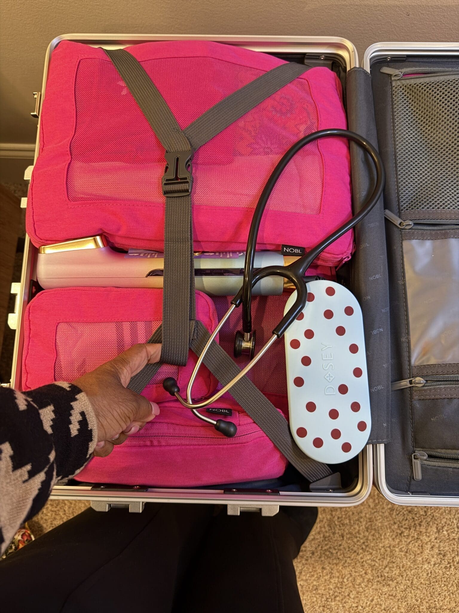 Nobl Packing Cubes fully packed in carry-on